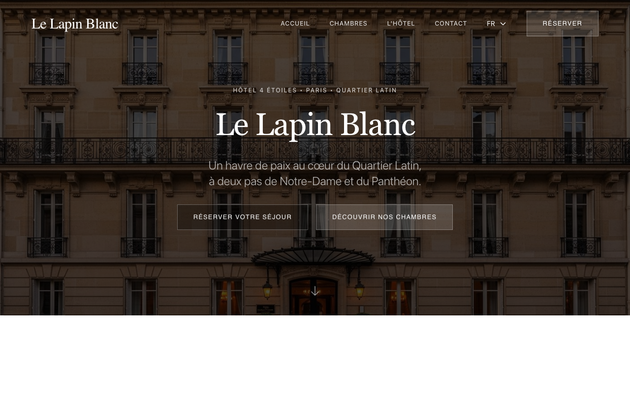 Site web site sur mesure créé pour Le Lapin Blanc à Paris